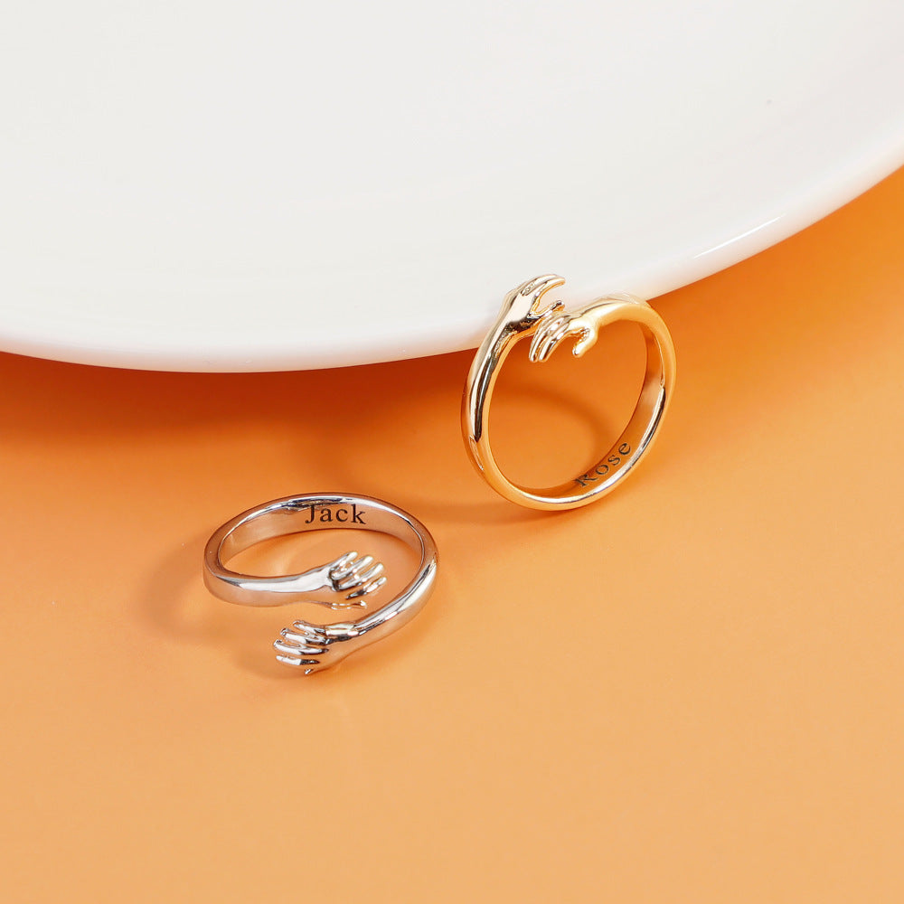 Anna Couple Engraved Open Ring